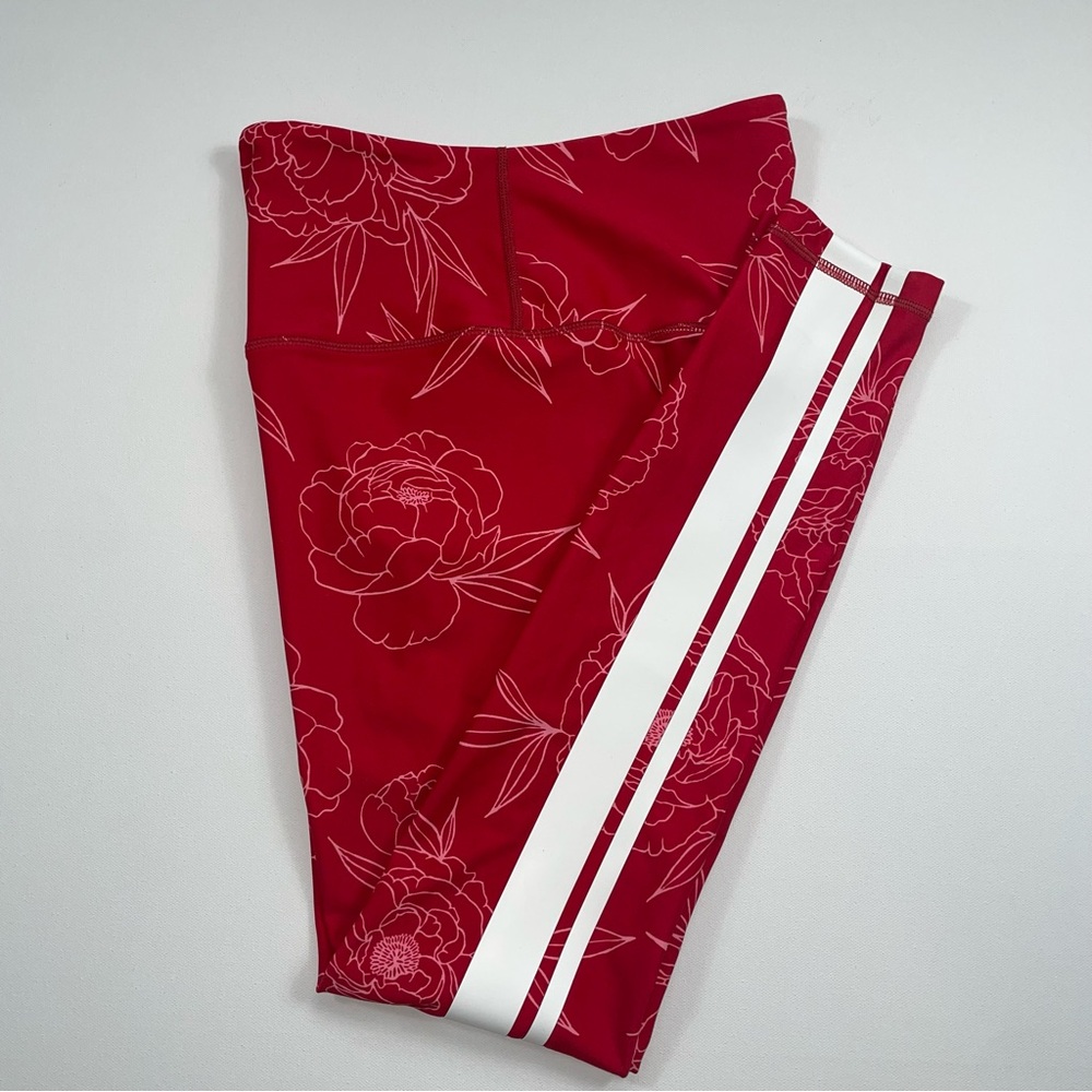 Ryderwear Red Floral High-Waisted Leggings – Size Small